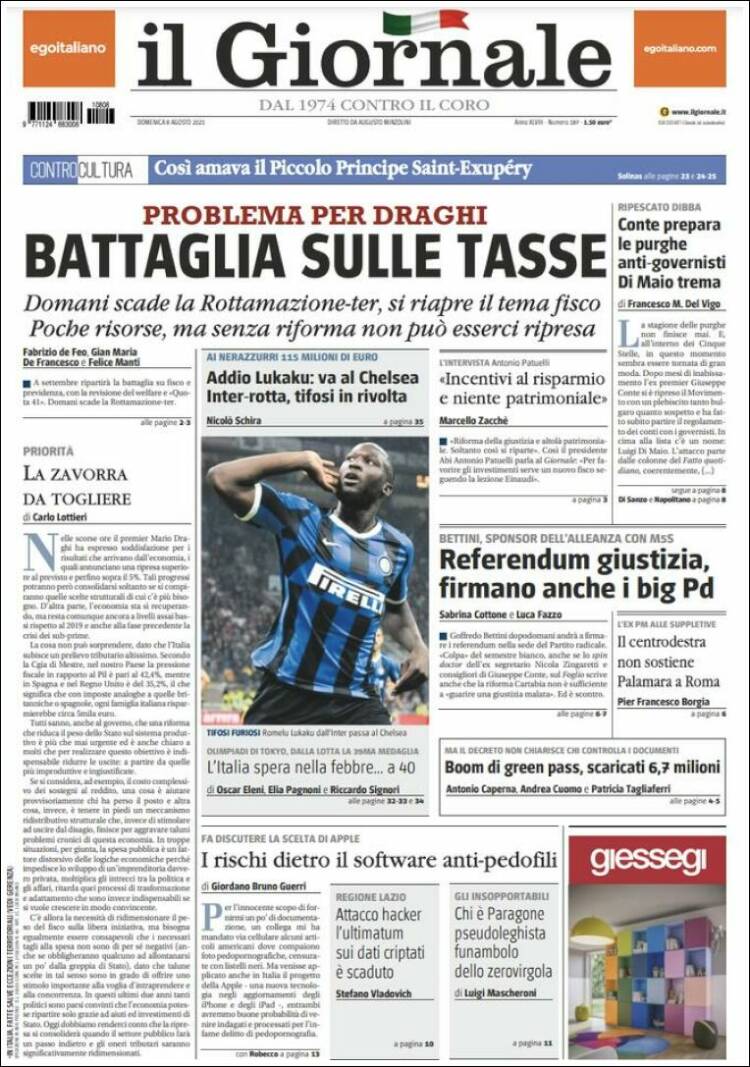 Portada de il Giornale (Italia)