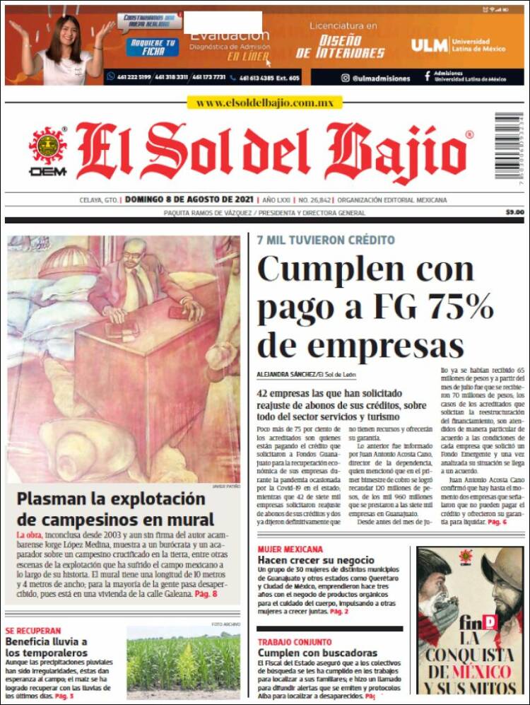 Portada de El Sol del Bajio (M&eacute;xico)