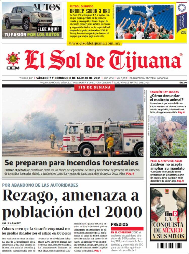 Portada de El Sol de Tijuana (M&eacute;xico)