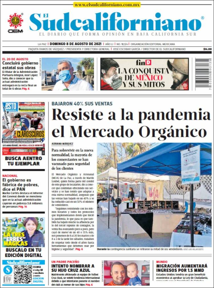 Portada de El Sudcaliforniano (M&eacute;xico)