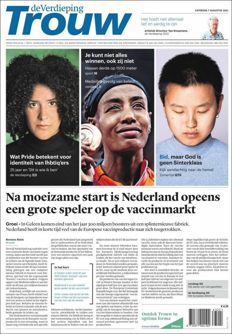 Portada de Trouw (Pa&iacute;ses Bajos)