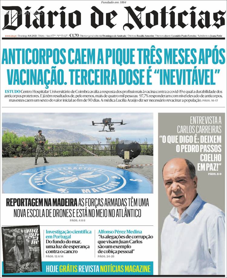 Portada de Diário de Noticias (Portugal)