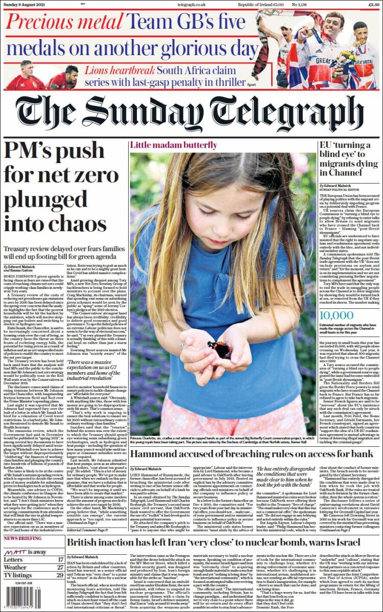 Portada de Daily Telegraph (Reino Unido)