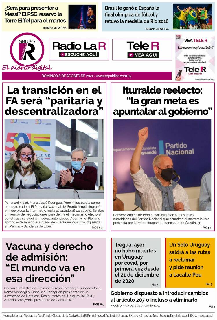 Portada de La República (Uruguay)