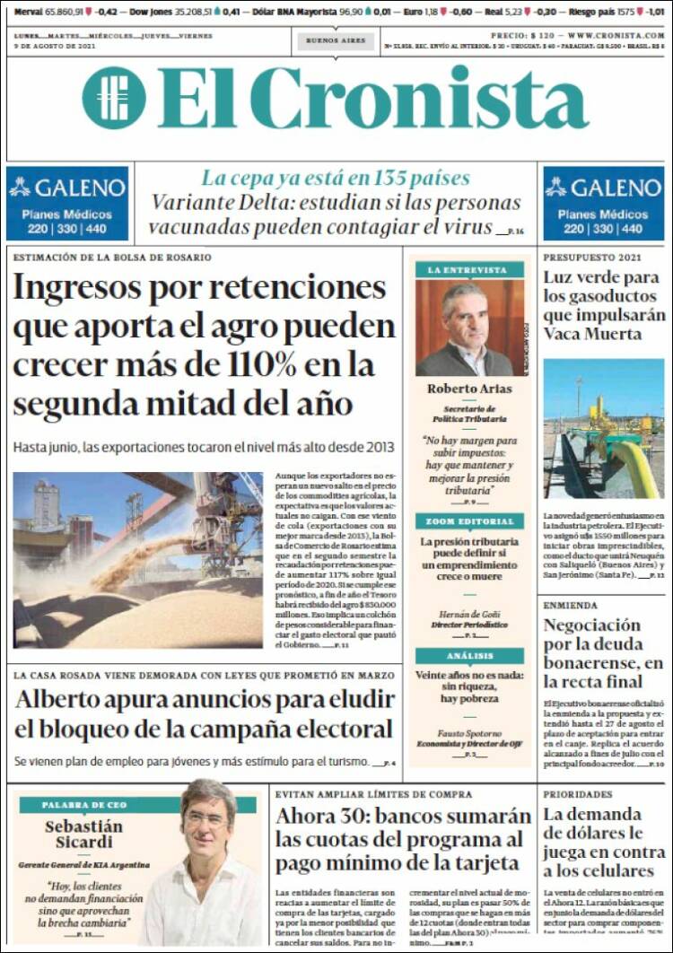 Portada de El Cronista Comercial (Argentina)