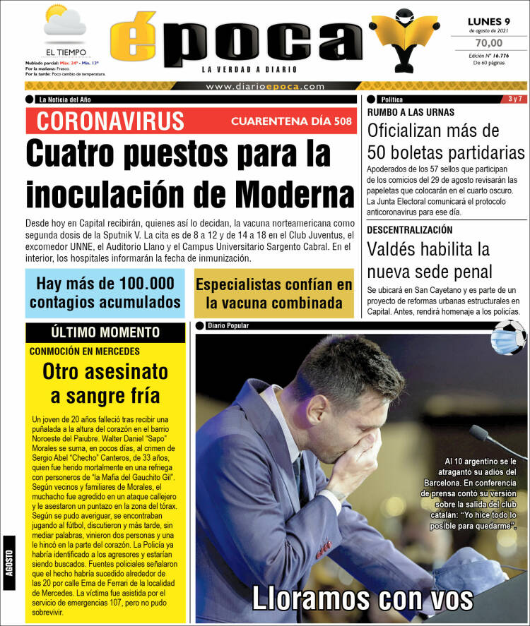 Portada de Diario Época (Argentina)