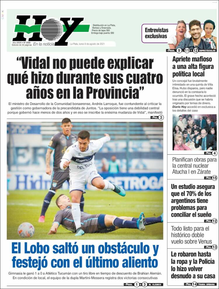 Portada de Diario Hoy (Argentina)