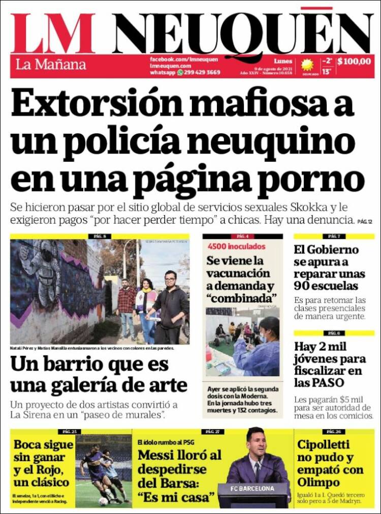 Portada de La Mañanade Neuquén (Argentina)