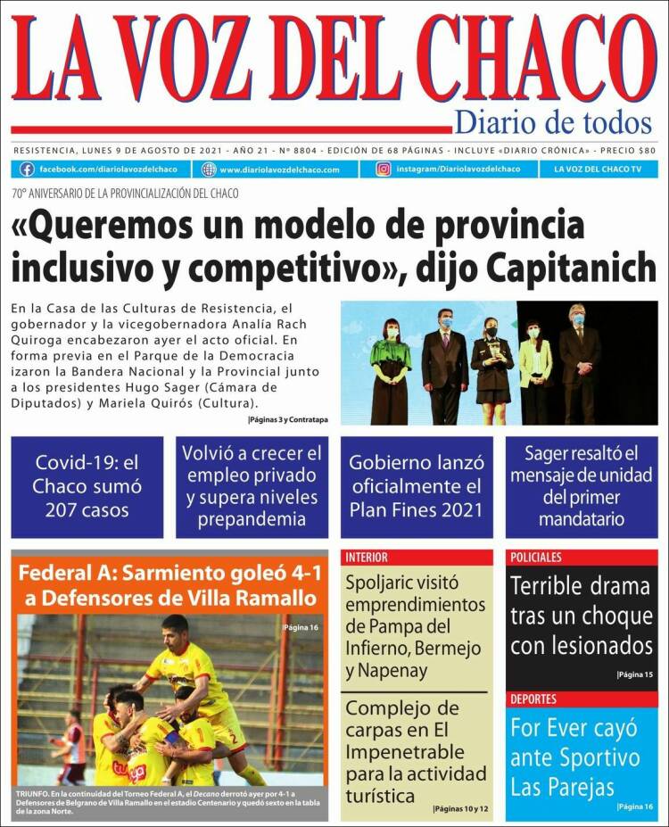 Portada de La Voz del Chaco (Argentina)