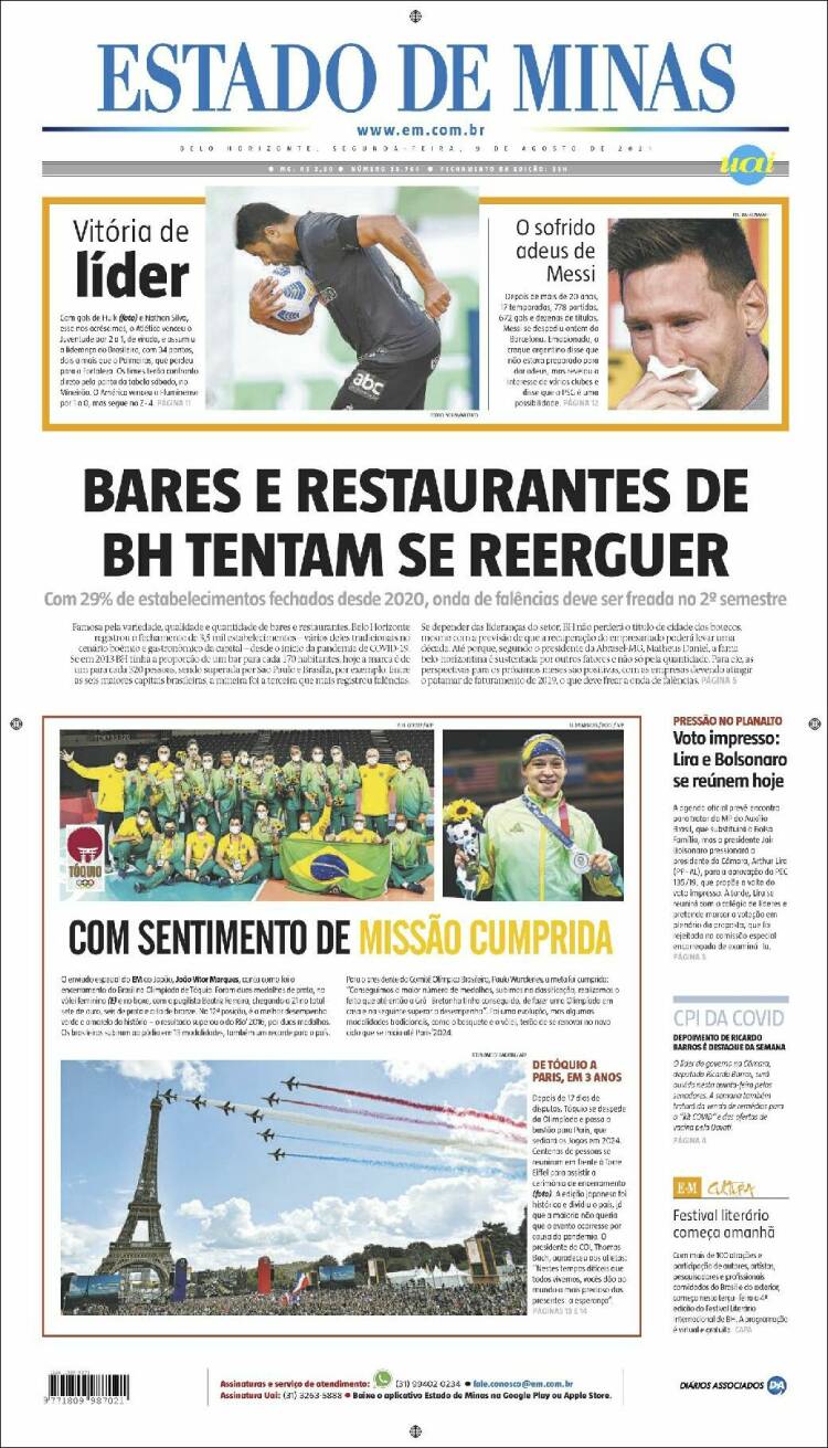 Portada de Jornal Estado de Minas (Brasil)