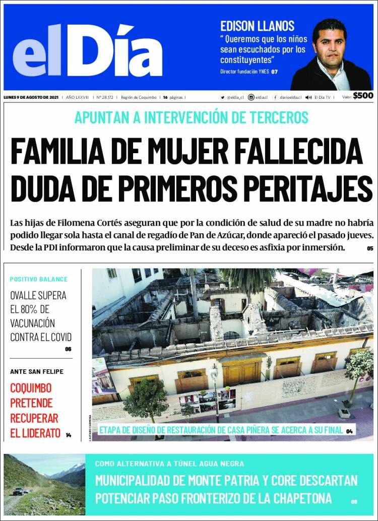 Portada de El Día (Chili)