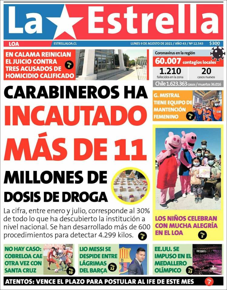 Portada de La Estrella de Loa (Chili)