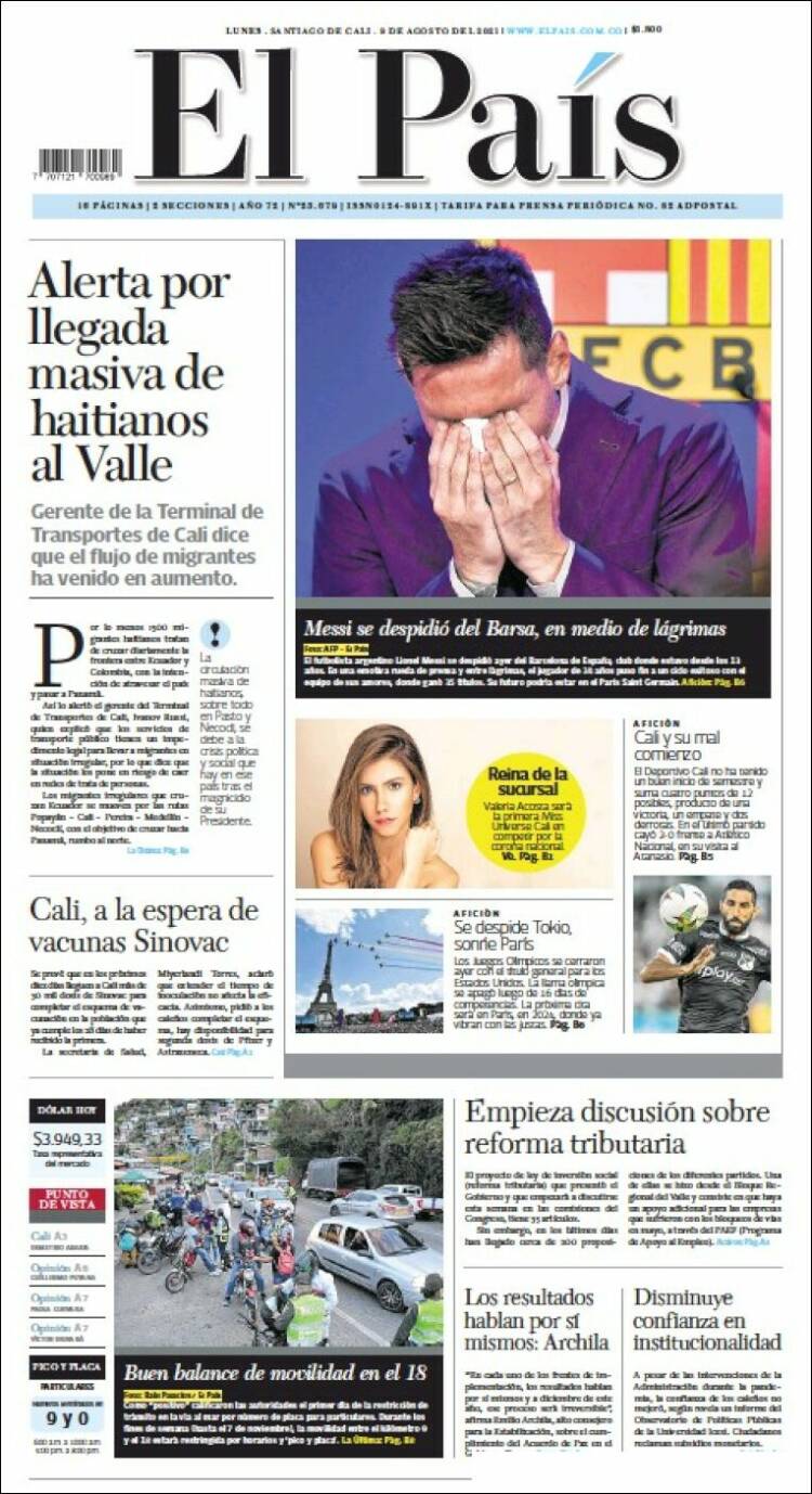 Portada de El País - Cali (Colombia)