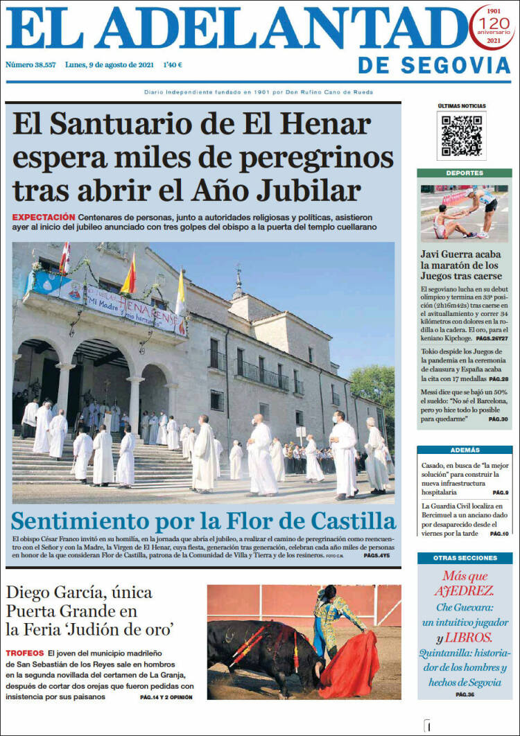 Portada de El Adelantado de Segovia (Espa&ntilde;a)