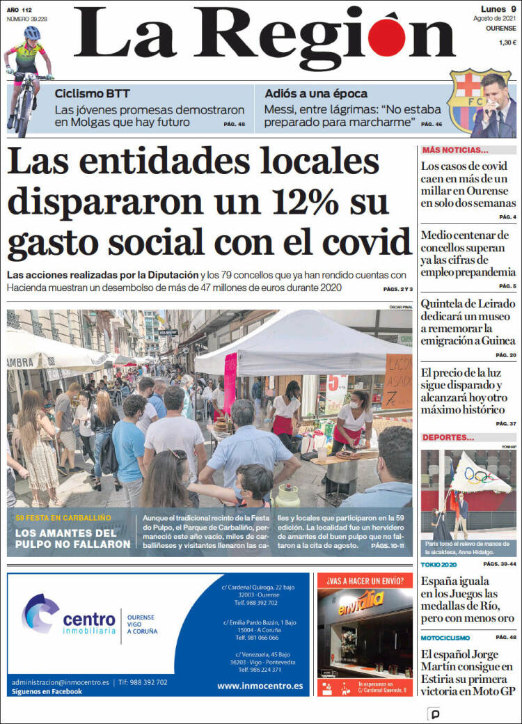 Portada de La Región de Ourense (Espa&ntilde;a)