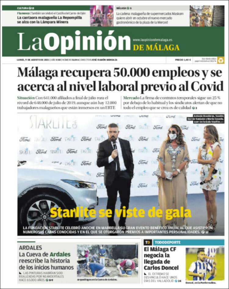 Portada de La Opinión de Málaga (Espagne)