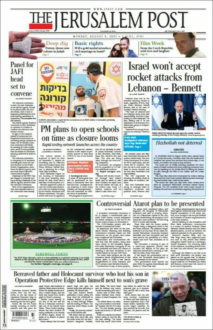 Portada de The Jerusalem Post (Isra&euml;l)