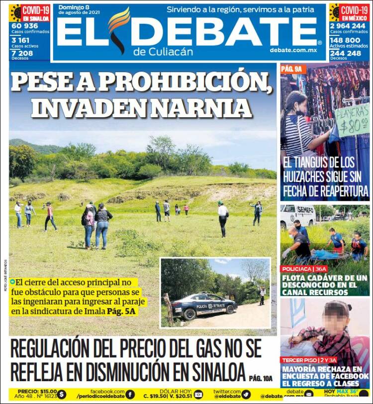 Portada de El Debate de Culiacán (México)