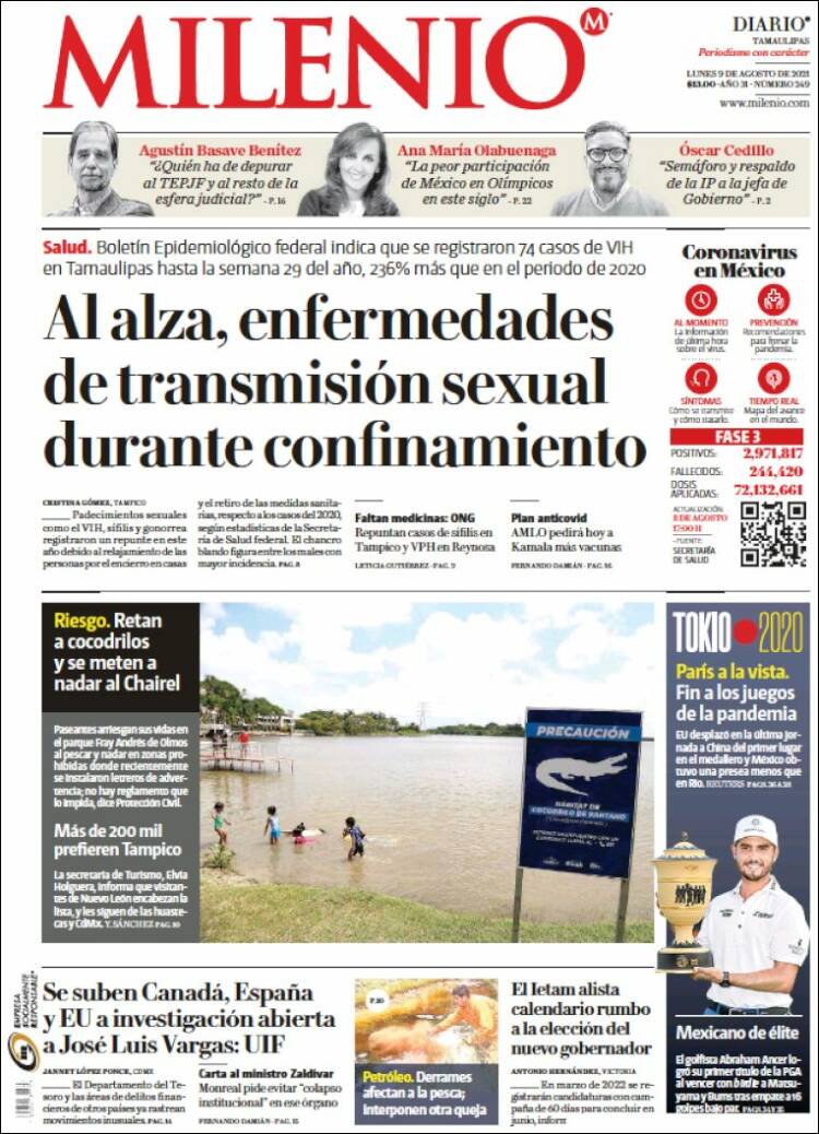 Portada de Milenio - Tamaulipas (México)