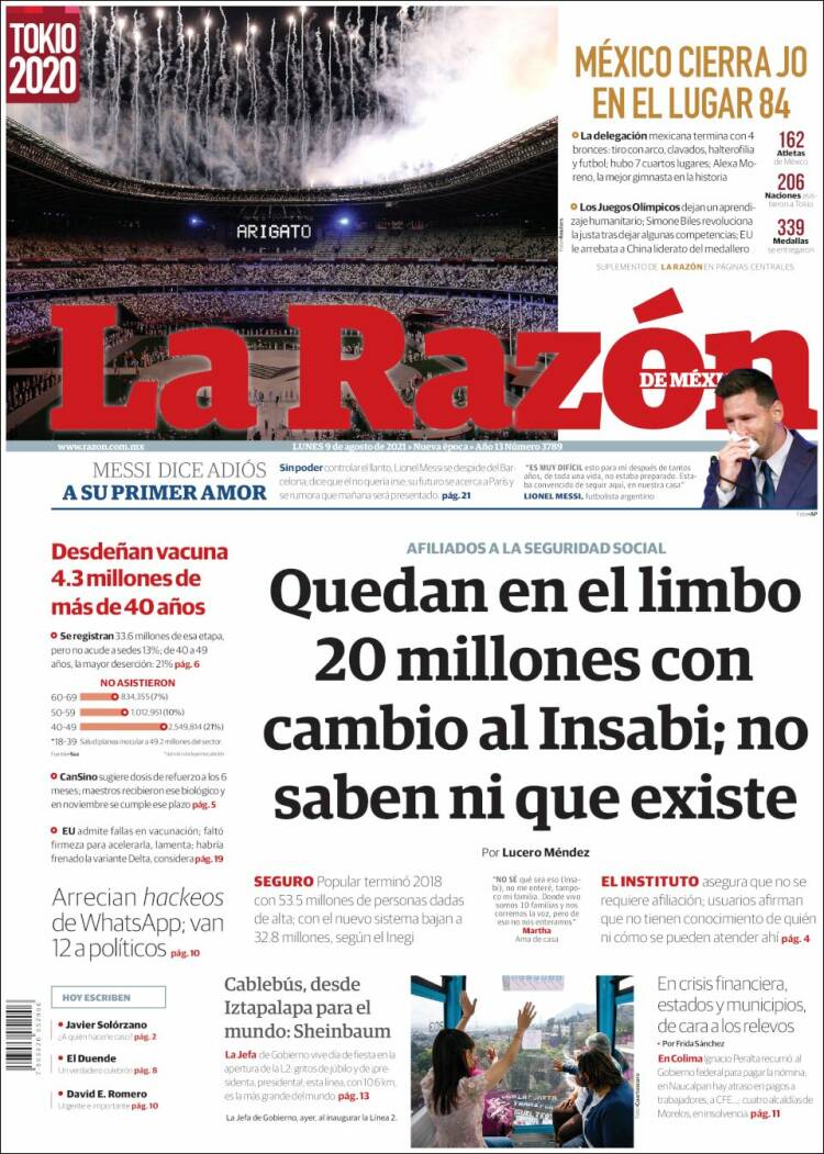 Portada de La Razón (México)