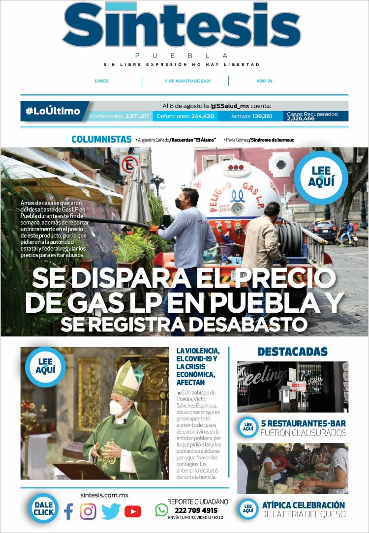 Portada de Síntesis - Puebla (México)