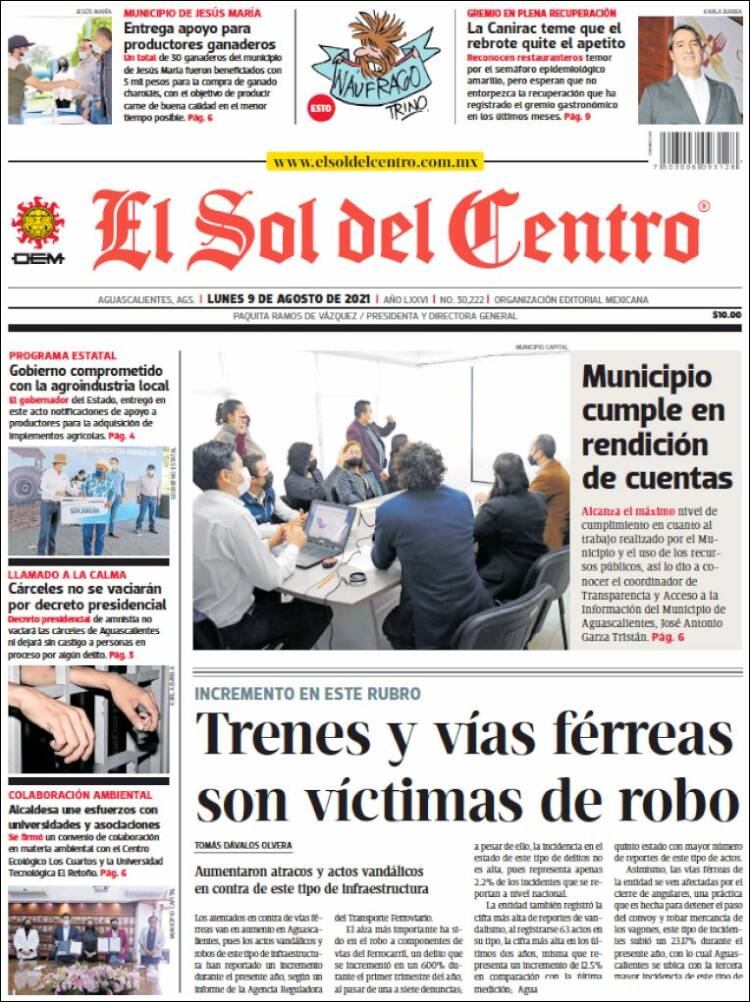 Portada de El Sol del Centro (México)