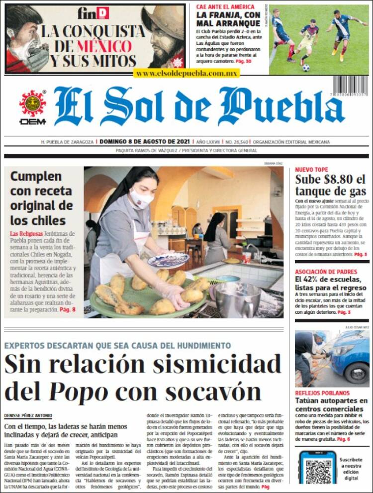 Portada de El Sol de Puebla (México)