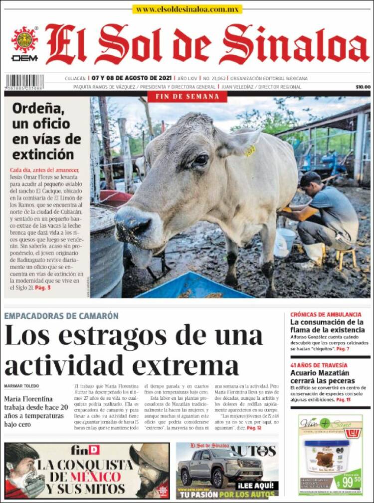 Portada de El Sol de Sinaloa (México)