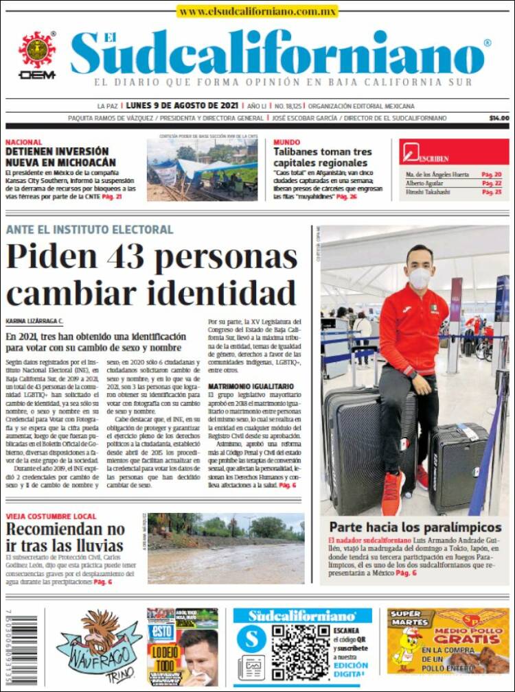 Portada de El Sudcaliforniano (México)