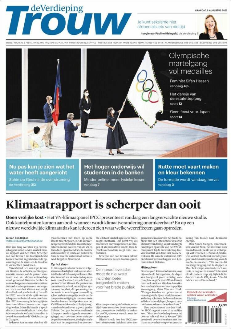 Portada de Trouw (Pa&iacute;ses Bajos)