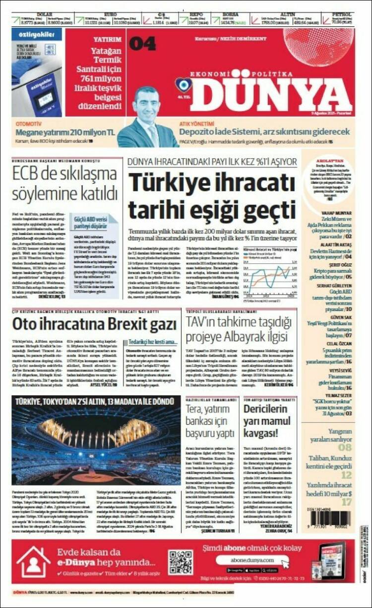 Portada de Dünya (Turqu&iacute;a)