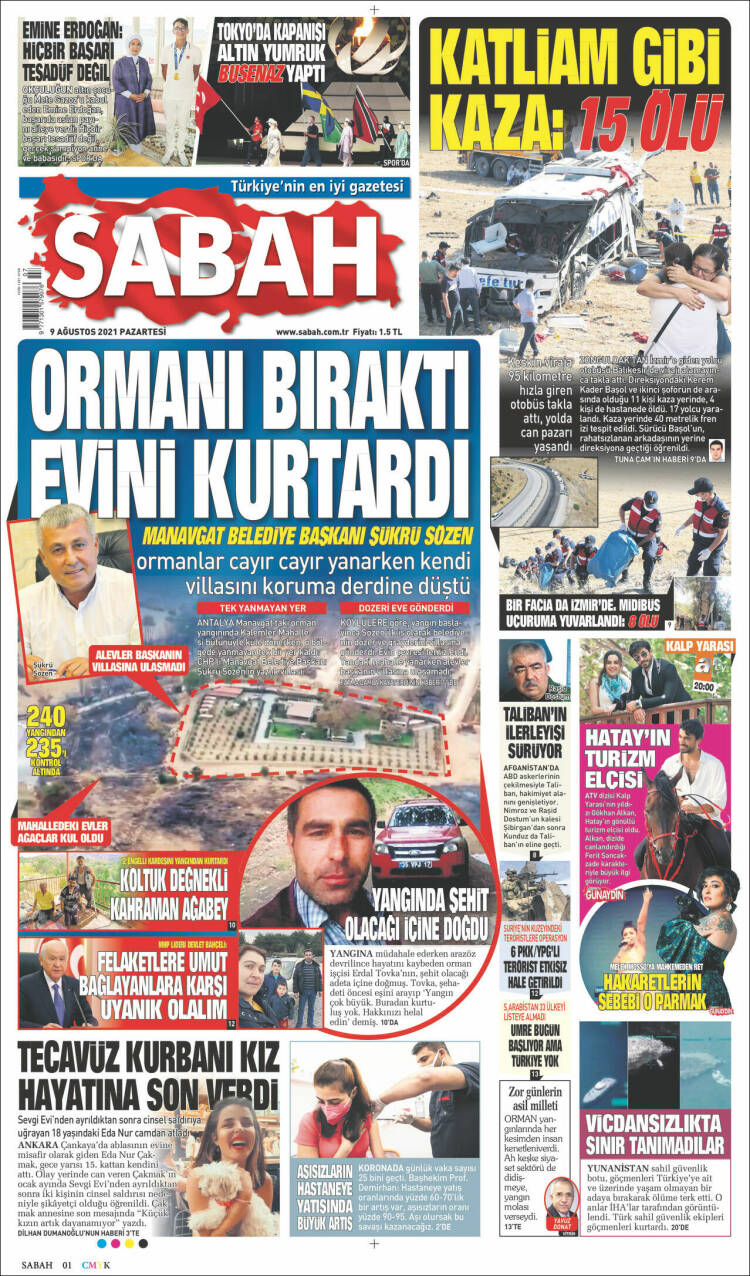 Portada de Sabah (Turquía)