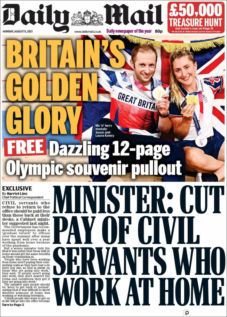 Portada de Daily Mail (Reino Unido)