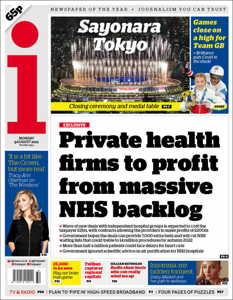 Portada de The i (Royaume-Uni)