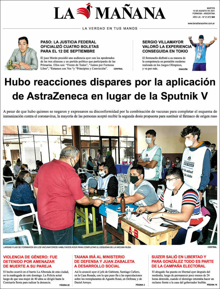 Portada de Diario La Mañana (Argentina)