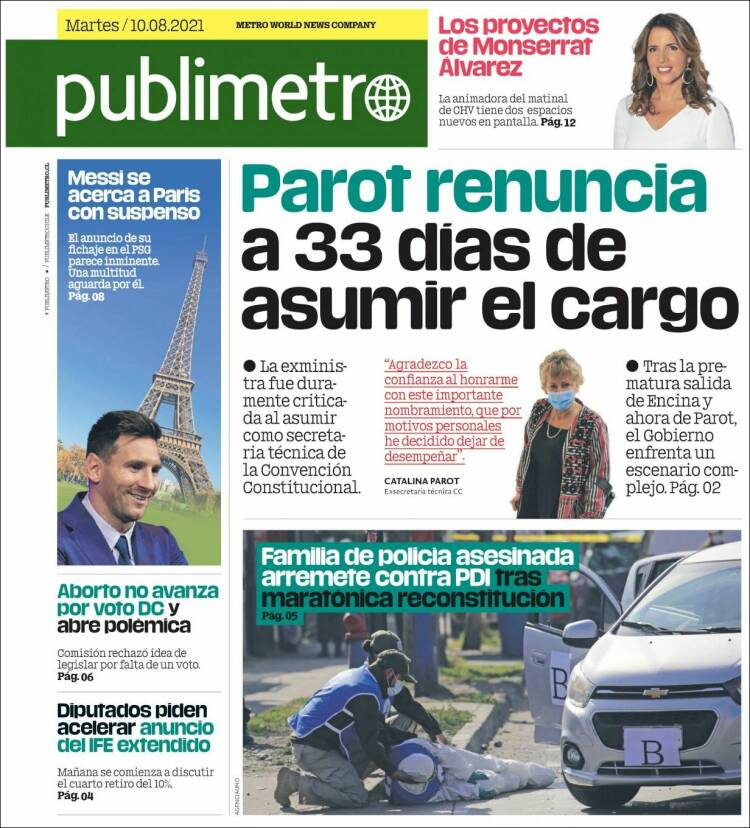 Portada de Publimetro (Chile)