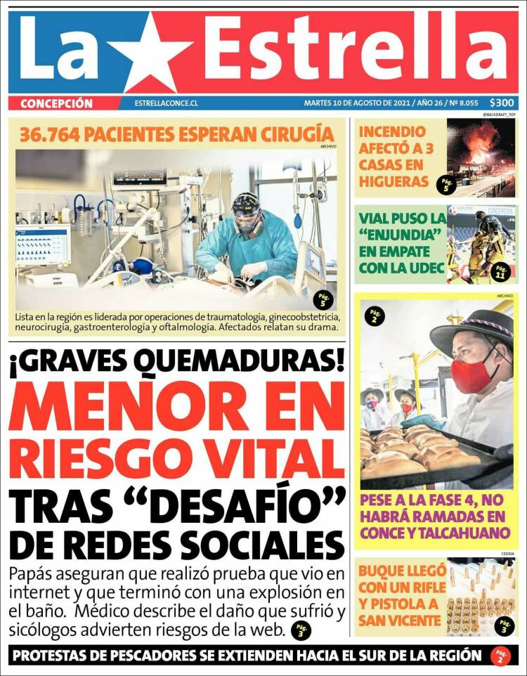 Portada de La Estrella de Concepción (Chile)