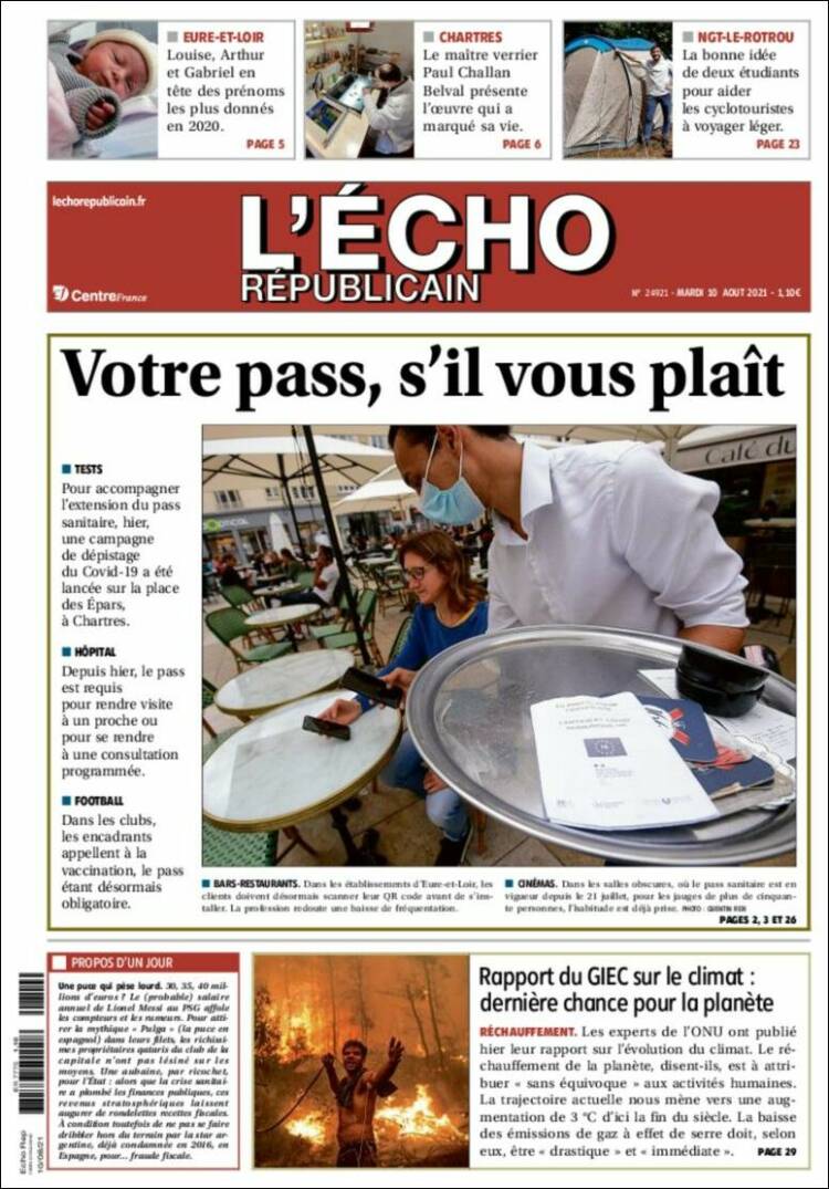 Portada de L'Echo Républicain (France)