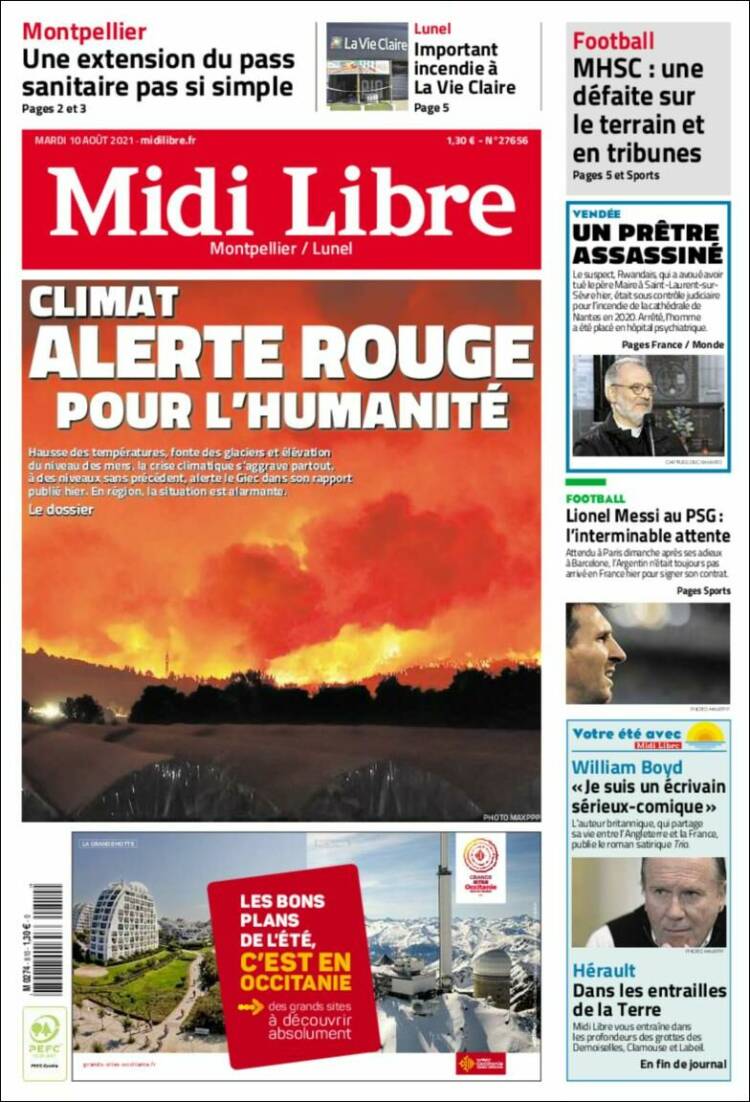 Portada de Midi Libre (Francia)