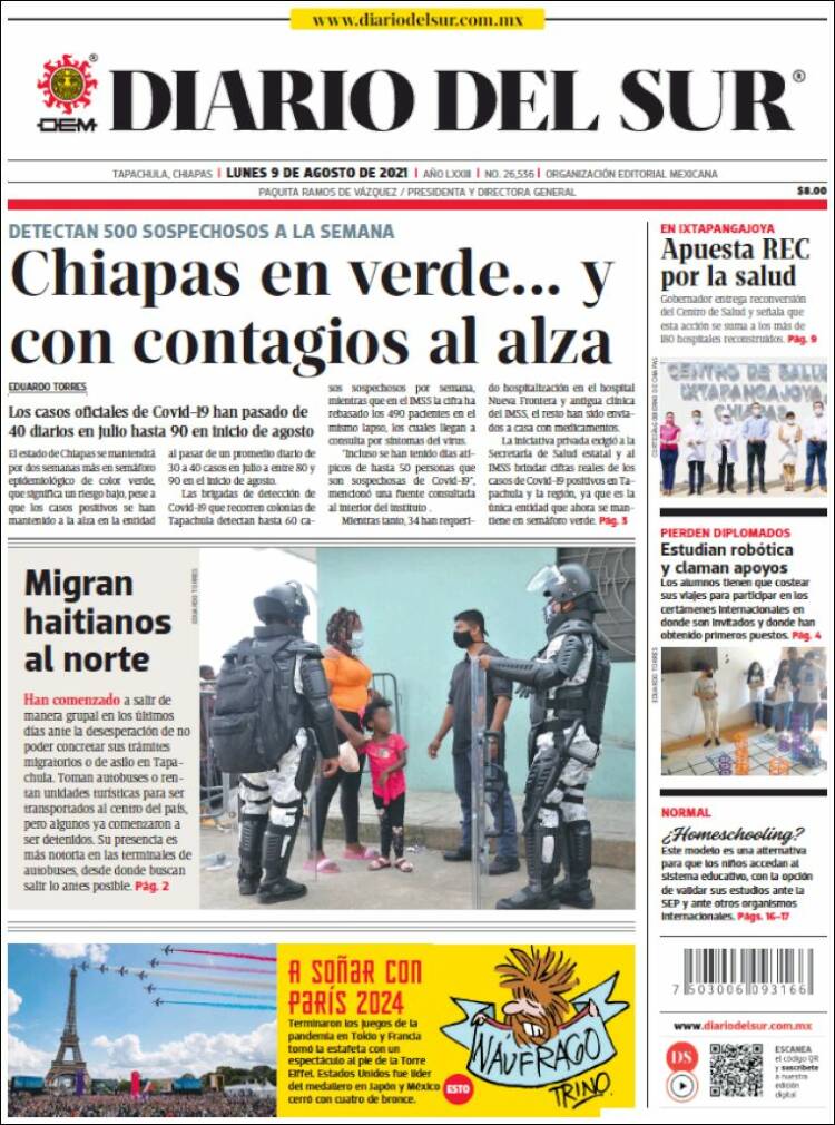 Portada de El Diario del Sur (México)