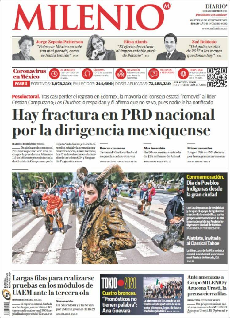 Portada de Milenio - Estado de México (México)