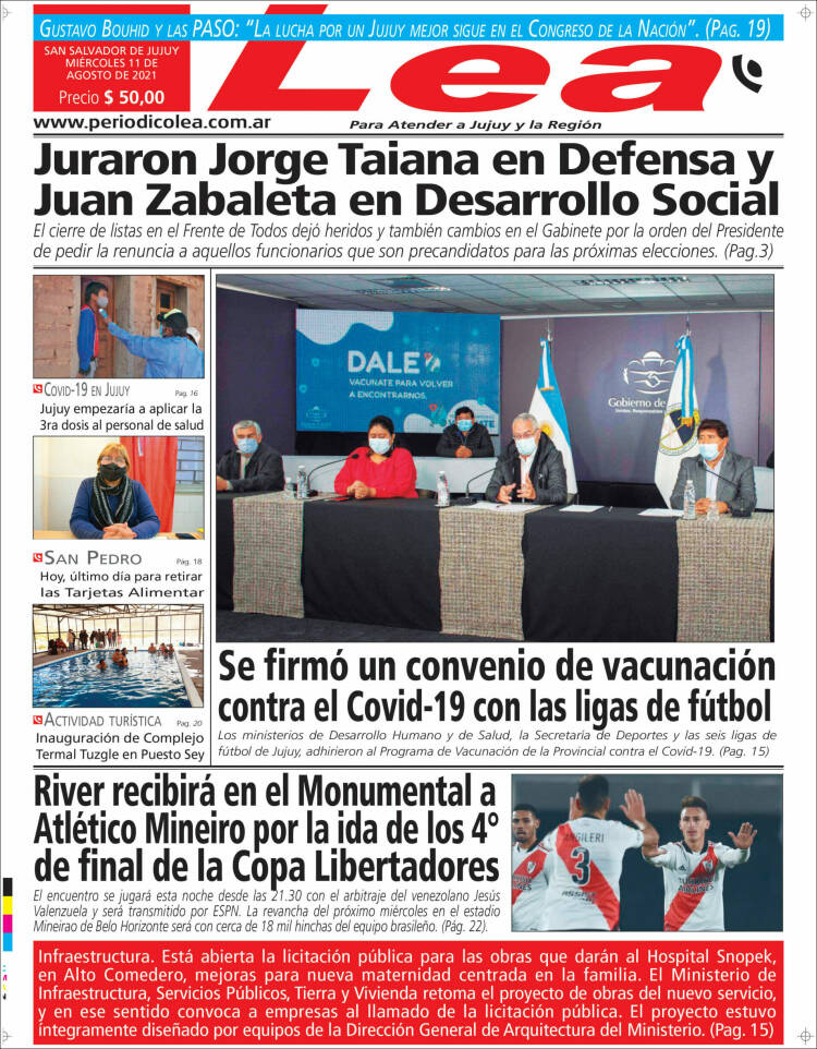 Portada de Periódico Lea (Argentina)