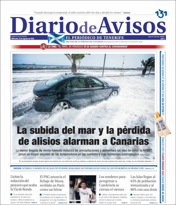 Portada de Diarios de Avisos (España)