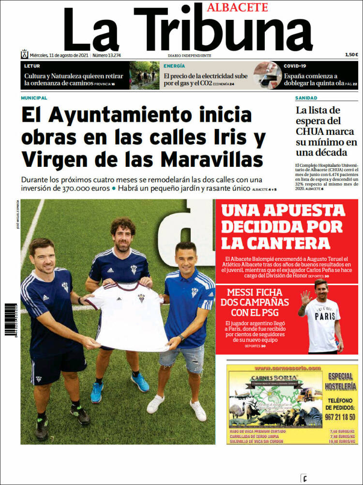 Portada de La Tribuna de Albacete (España)