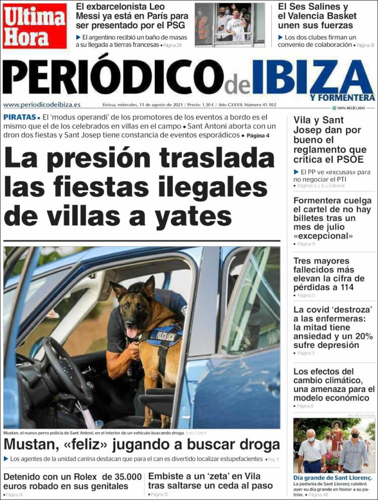 Portada de Periódico de Ibiza (España)