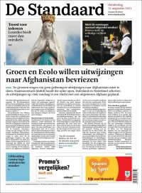 Portada de De Standaard (Bélgica)