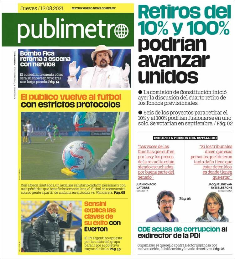 Portada de Publimetro (Chile)