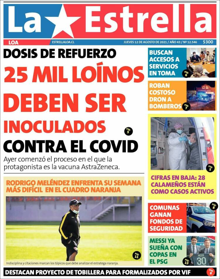 Portada de La Estrella de Loa (Chile)