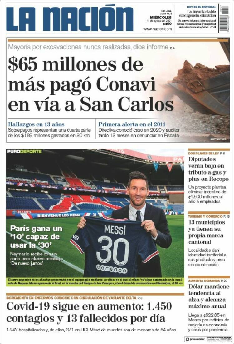 Portada de La Nación - Costa Rica (Costa Rica)