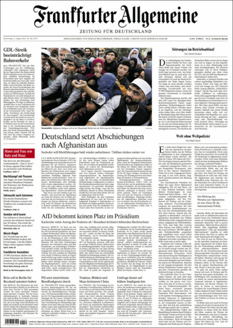 Portada de Frankfurter Allgemeine (Alemania)
